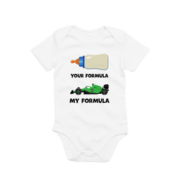 Organic White Your Formula, My Formula Baby Grow - Green