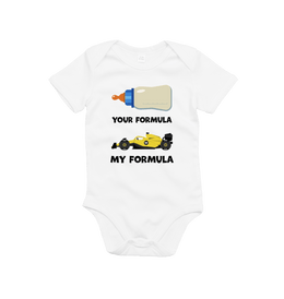 Organic White Your Formula, My Formula Baby Grow - Yellow