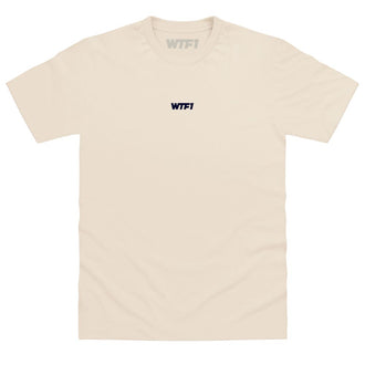 WTF1 Navy Embroidered T Shirt - Natural